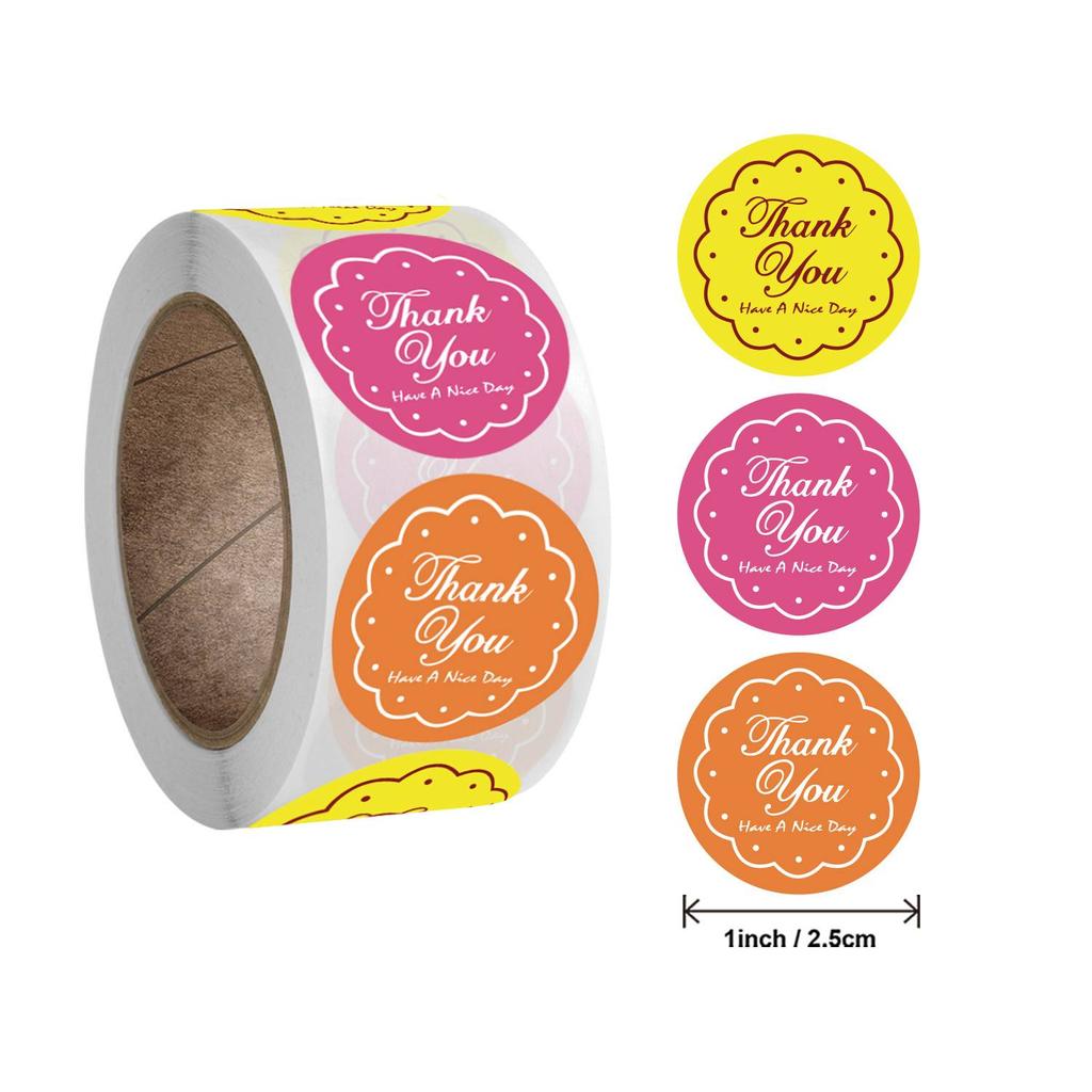 Около 500 шт. наклейки с цветами «спасибо» для конвертов, подарочные запечатывания, деловая упаковка, печать, этикетка, канцелярские наклейки, рулоны ручной работы
