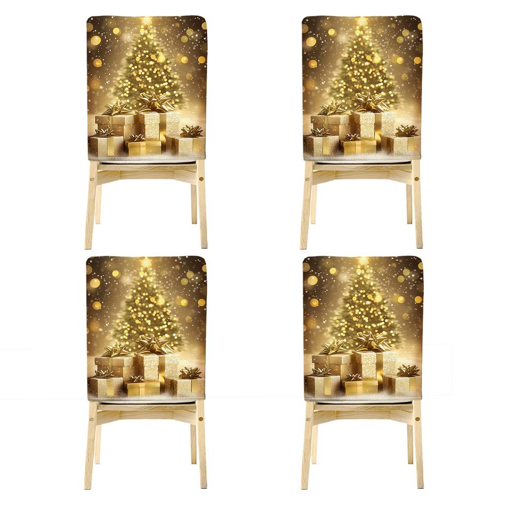 4 Pcs Christmas Chair Back Covers 45x55cm Thick Imitation Linen Washable Festive Dining Room Decor