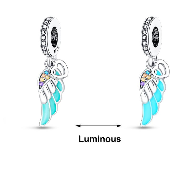 Настоящее серебро 925 пробы кит осьминог морская ракушка синие светящиеся подвески бусины подходят 925 оригинальные браслеты DIY ювелирные украшения