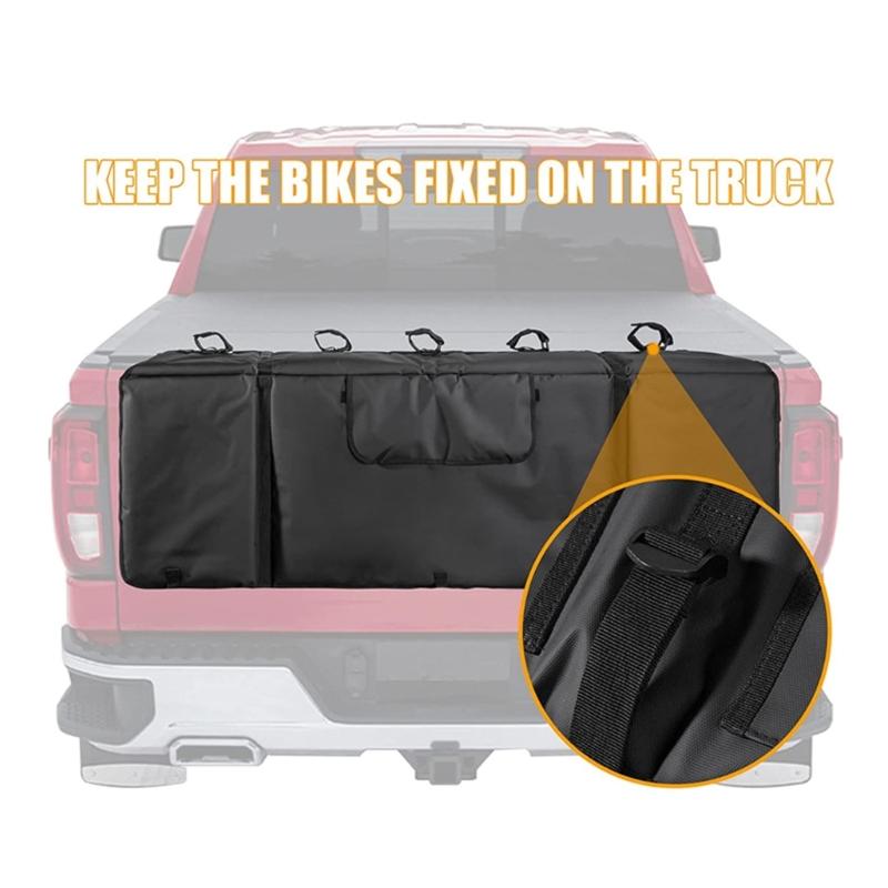 Car Tailgate Cover Protection Pad Mountain Bike Pick-up Pad With 5 Bike Frame Fixing Strap For Truck Accessories