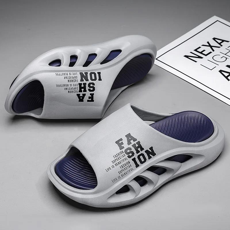 Летние мужские тапочкисупер мягкие нескользящие новые пляжные тапочки, износостойкие, модные, повседневные сандалии класса люкс из ЭВА на толстой подошве