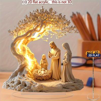 2D плоская элегантная акриловая настольная декорация на христианскую тематику с основанием, идеальные идеи подарков для дома и офиса, подарки на Пасху, Рождество