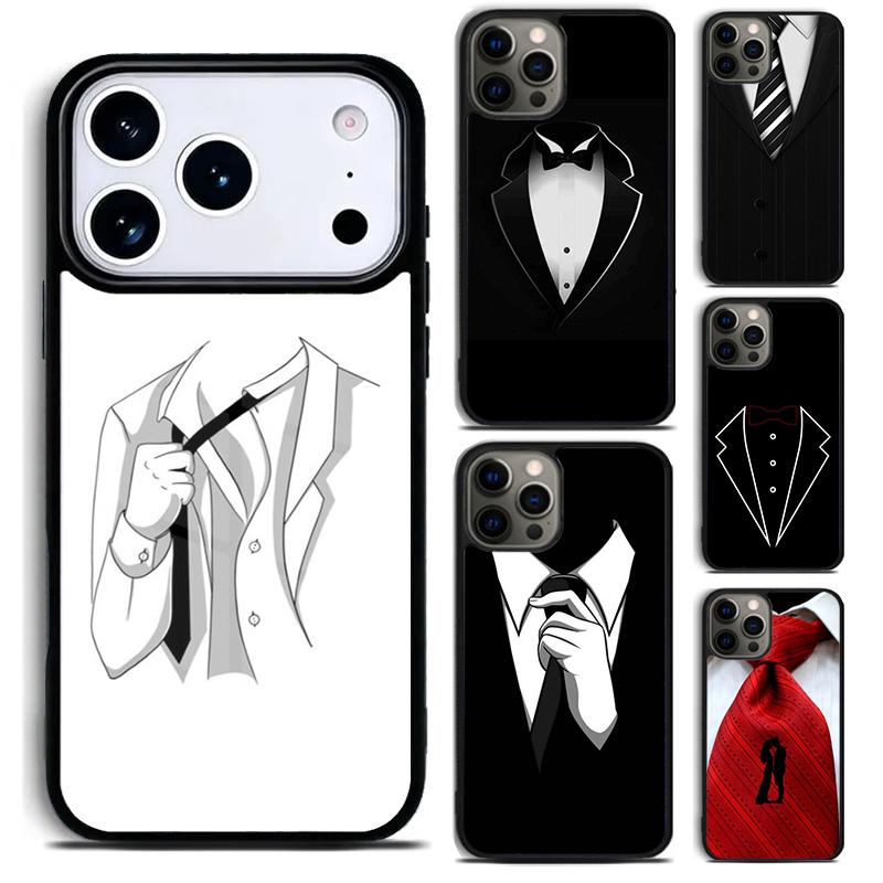 Man Suit Shirt Tie soft Phone Case for iPhone 17 16 15 Pro Max Air 14 13 12 11 Plus Shockproof Capa Cover