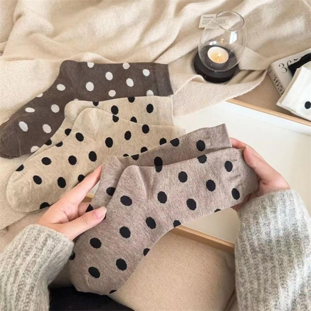 Mid-Calf Length Polka Dot Socks Polka Dot Pattern Casual Socks Japanese Aesthetic Style