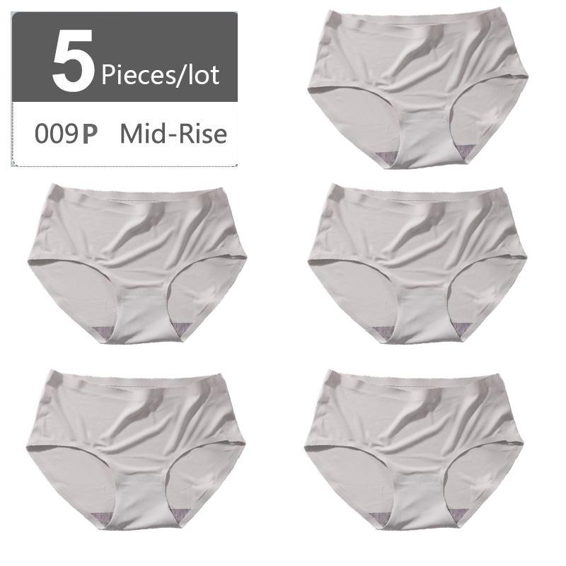 Большой размер M-XXXXL, женские бесшовные трусики из ледяного шелка, эластичные трусы со средней талией, нижнее белье, 5 шт.