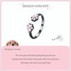 WOSTU 925 Sterling Silver Black Cat Claw Open Rings Size 6-9 Cute Pet Finger Ring for Women Party Original Fine Jewelry