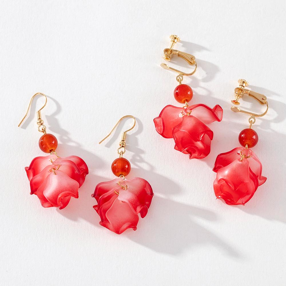 Pinkdudu Модные Простые Серьги-кисточки с красными цветами Сладкие Акриловые Сплавные Висячие Серьги для Женщин Ювелирные Подарки PD725