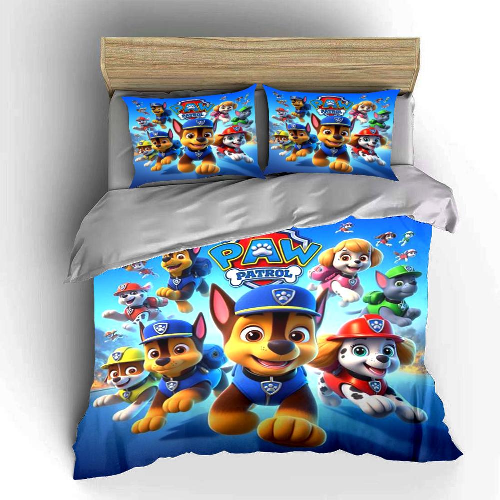 Paw Patrol Cartoon Bedding Set for Kids Bedding set (1 duvet cover, 2 pillowcases, duvet not included)