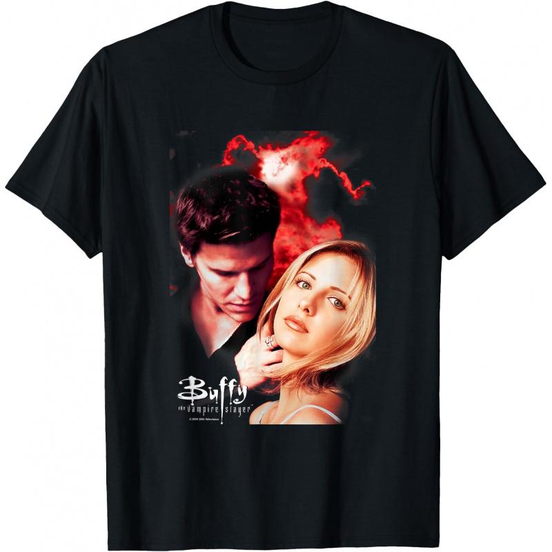 Buffy & Angel Vintage The Vampire Slayer Gift t shirt 100% cotton Crew Neck Short Sleeve Graphic clothes All size tops S-6XL
