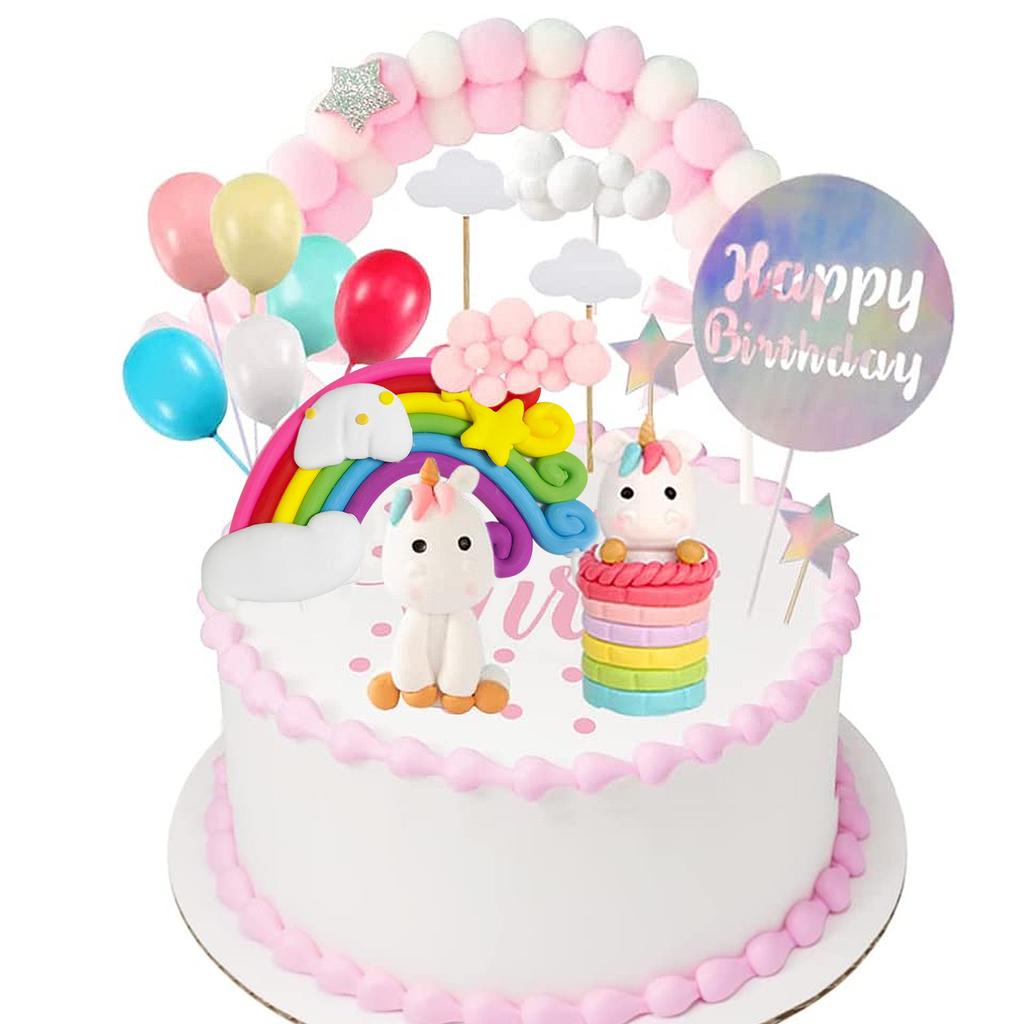 Unicorn Birthday Cake Decorating Cards Rainbow Party Unicorn Cake Decorating Set