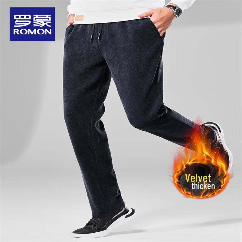 ROMON Мужские вельветовые термобрюки на шнурке с флисовой подкладкой для повседневной носки