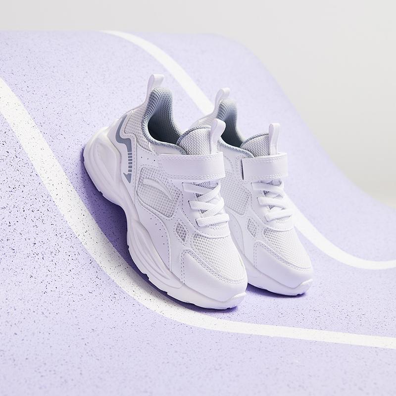 Anta Детские сетчатые модные универсальные легкие амортизирующие кроссовки с низким верхом для бега Детские кроссовки для бега Белый серый A22449977-1