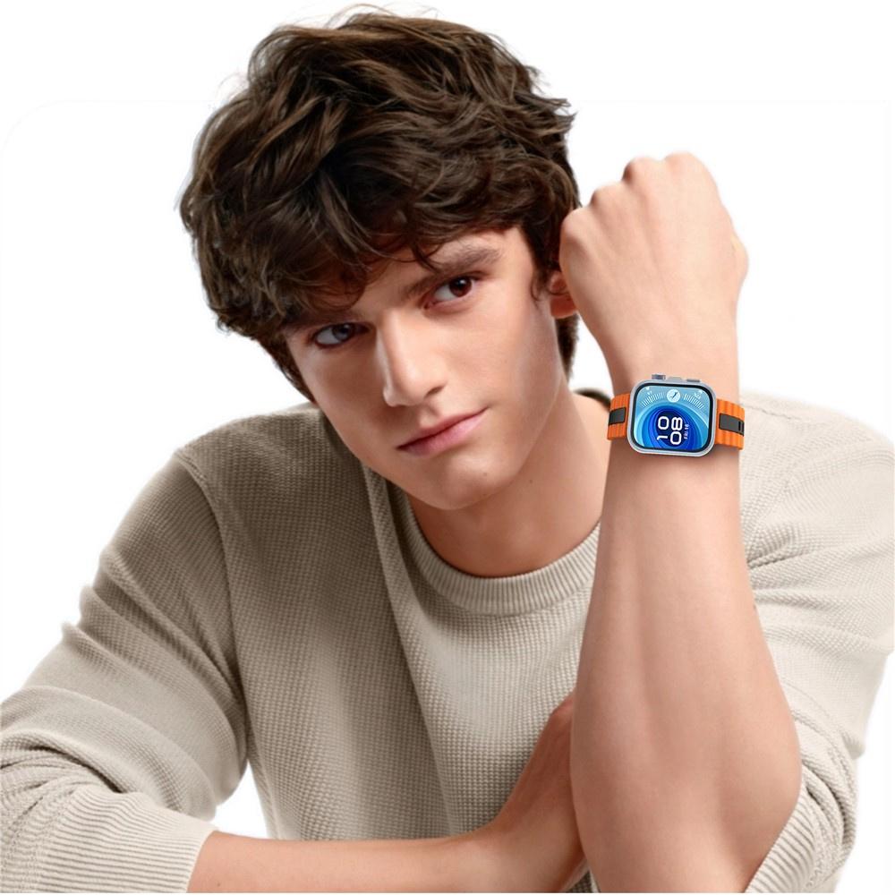 Silicone Strap for Huawei Watch Fit 4 / 4 Pro / 3, Orange / Black