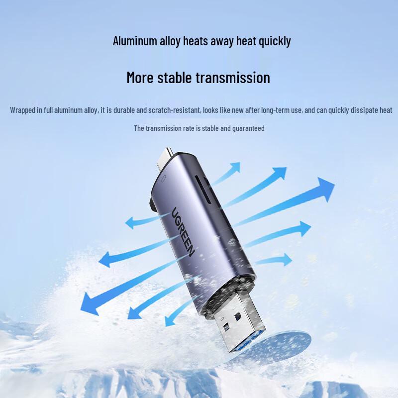 Ugreen Высокоскоростной USB и Type-C 3.0 кардридер для карт SD/TF
