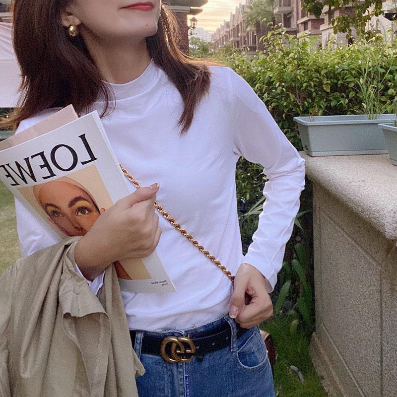 Женский базовый топ с высоким воротником, облегающий, с длинным рукавом, из модала, для осени/зимы, в западном стиле