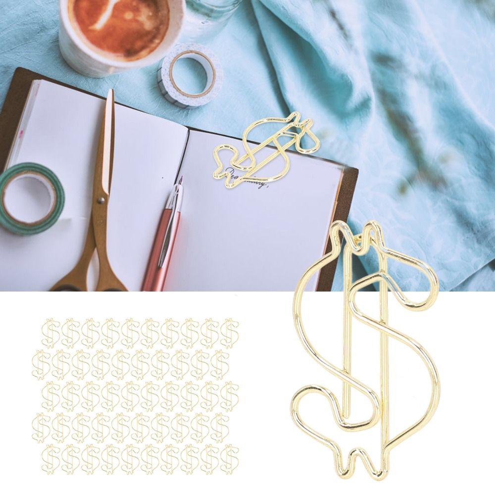 50Pcs Electroplating Metal Gold Paper Clips Gold Small Paper Clips Cute Paperclips Office Supplies