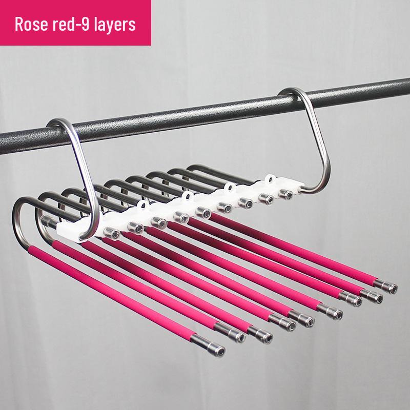 Stainless Steel Multi-Layer Folding Pants Hanger with Clips - Magic Storage Rack for Wardrobe