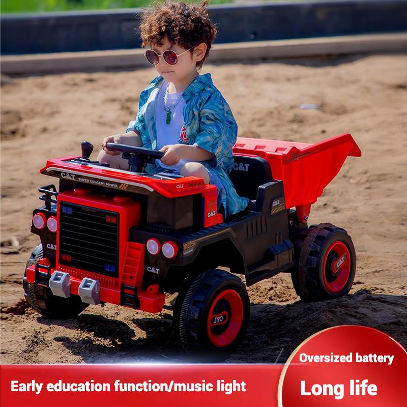 Детская электрическая четырехколесная игрушечная коляска для бездорожья с дистанционным управлением, двойным приводом и музыкальной светодиодной подсветкой Bluetooth