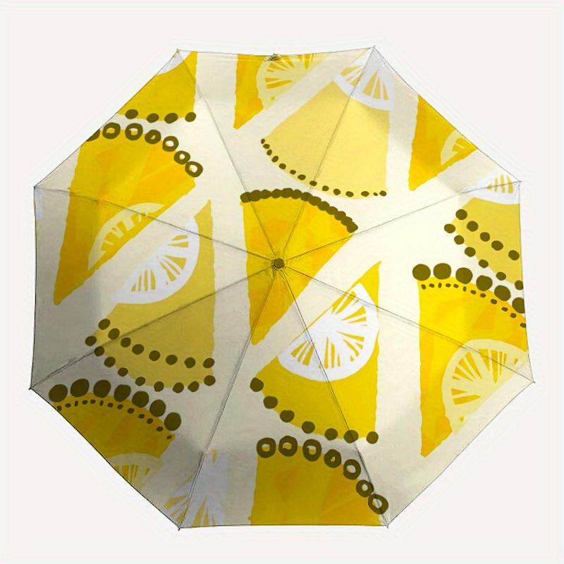 1pc Lemon Slice Pattern Automatic Open, Sturdy Iron Frame, Compact Folding Design, All-Season Portable Umbrella for Women & Men, Outdoor Umb