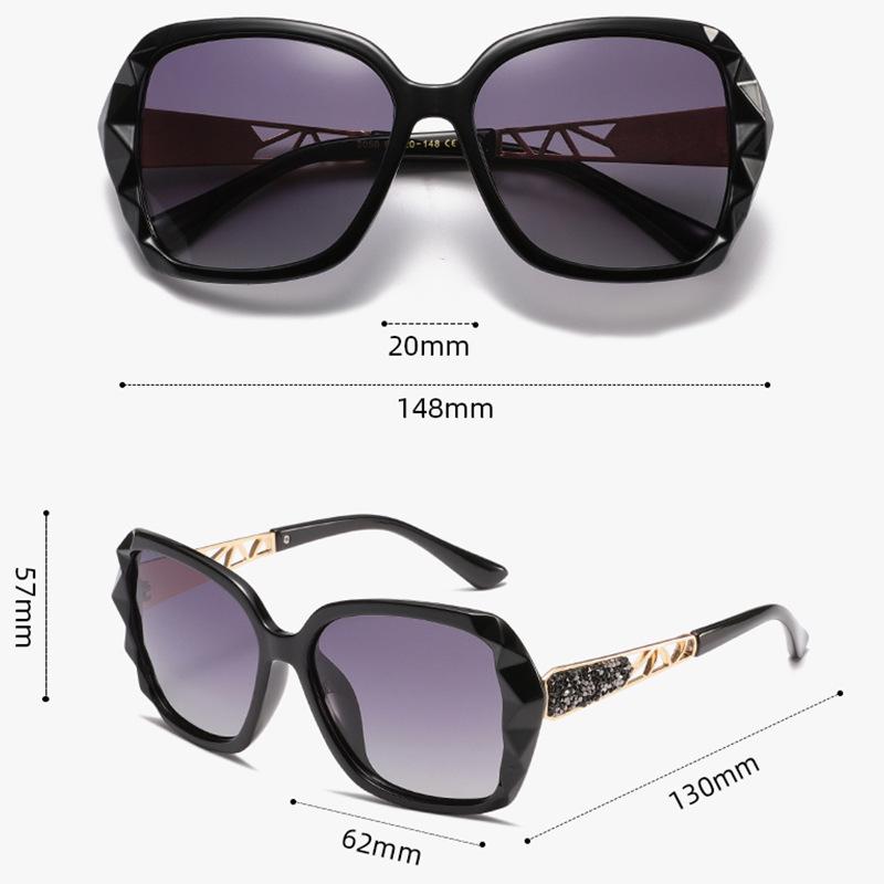 Oversized Polarized Square Sunglasses with Diamond Cut Edge for UV Protection - European & American Style