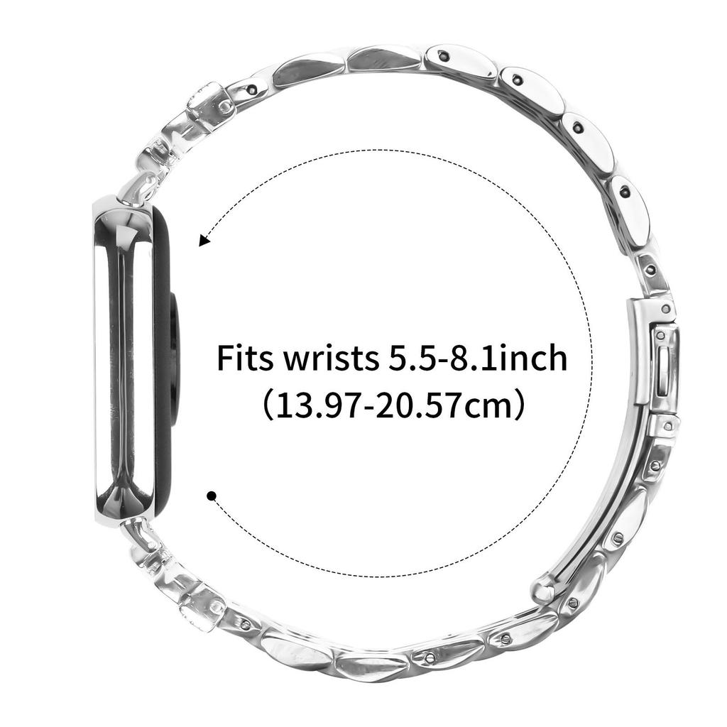 Metal Watch Band for Xiaomi Redmi Watch 5/4 Rhinestone Butterfly Decor Stainless Steel Silver Wrist Band