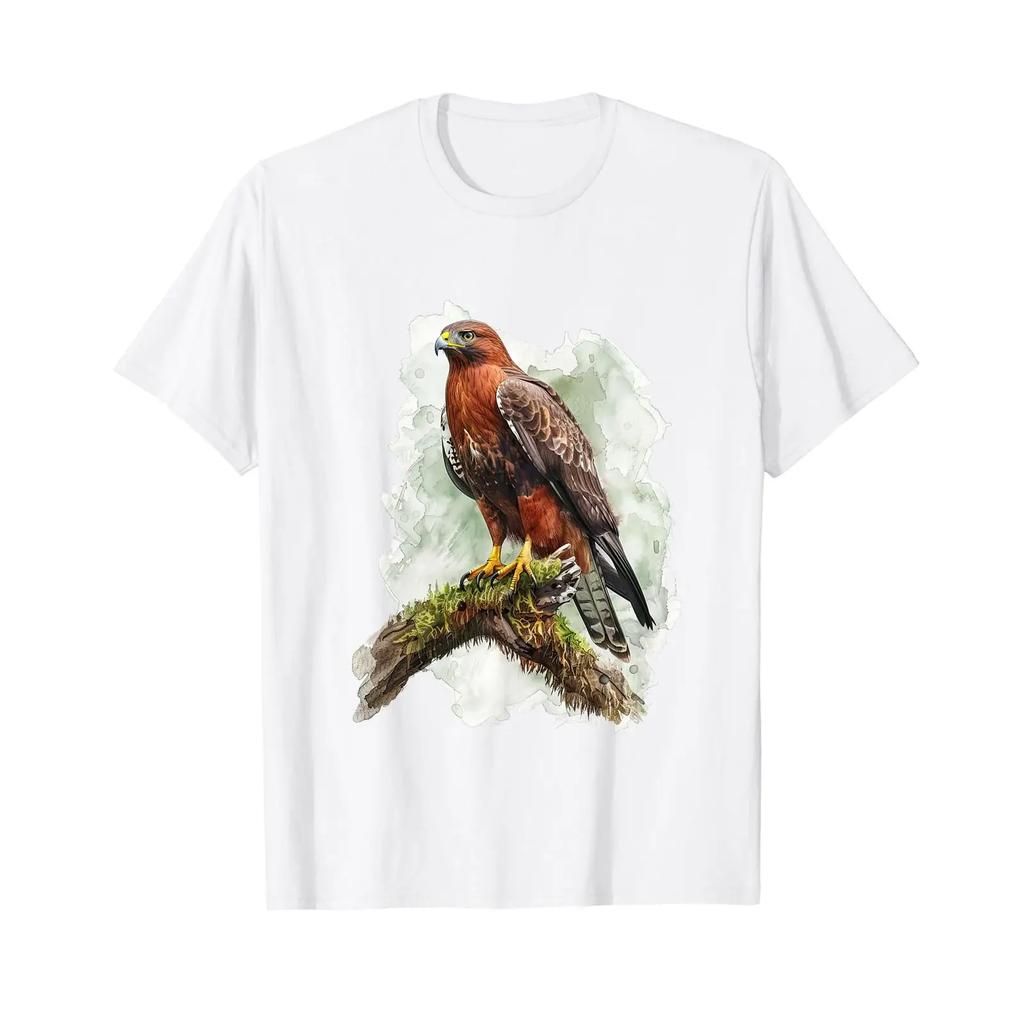 Watercolour Harriss Hawk Falconry Birder Wildlife T Shirt White vintage Washed homme Soft designer clothes Slightly Breathable