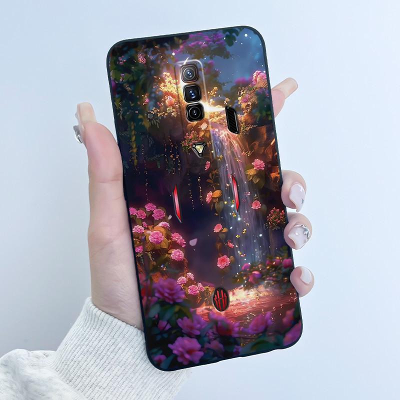 Чехол для Red Magic 7 NX679J Чехол для Nubia Red Magic 7S Задняя крышка Милый Кролик с Сердечками Черный Мягкий ТПУ Чехол для Телефона Оболочка для RedMagic 7 7S