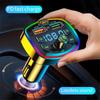 Car Bluetooth FM Transmitter Dual USB 3.1A TypeC PD Fast Charger Cigar Lighter Radio MP3 Music Player Handfree Call Car Kit with Color Ambient Light