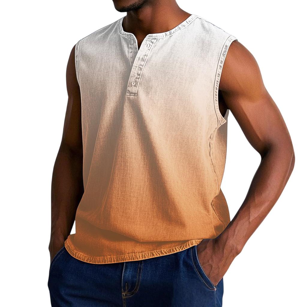 Мужская состаренная рубашка без рукавов с градиентным принтом