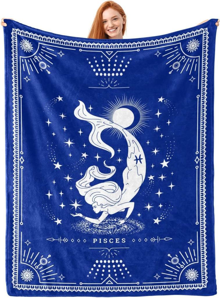 Twelve Constellation Tarot Cards Printed Blanket for Sofa Bed Travel Camping Living Room Office Conditioning Blanket