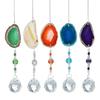 Crystal Rock Moon Sun Catcher Wind Chime Colorful Agate Slice Pendant Garden Hanging Ornament Room Balcony Decor