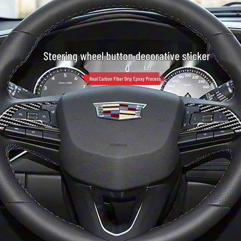 Carbon Fiber Steering Wheel Button Stickers for Cadillac XT4 (2018-2022)