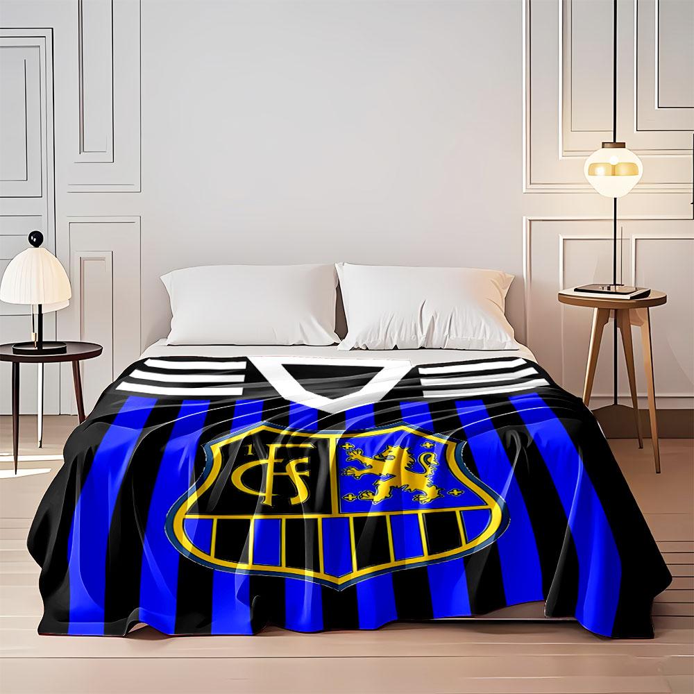 Blue and Black Striped Lion Crest print blanket soft and cozy perfect for the living room bed sofa or a nap,gift