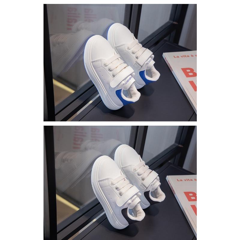 Повседневная детская обувь для девочек, осенняя кожаная обувь для мальчиков, новые детские туфли на липучках белого цвета