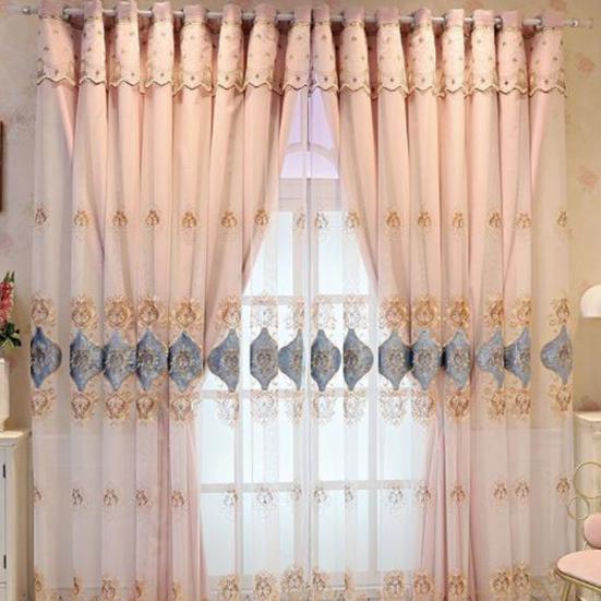 2 шт. высококачественные двухслойные шторы с вышивкой для спальни, дома, затемняющие шторы от пола до потолка, элегантные перфорированные шторы для гостиной
