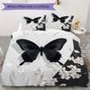 Black Butterfly Pattern Bedding uilt Set uilt Cover Pillowcase Home Decoration Birthday Gift (1 * duvet cover + 2 * pillowcase  without core)