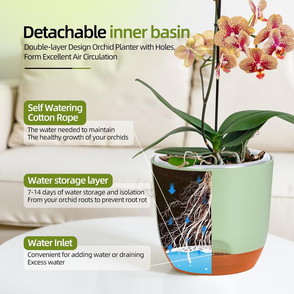 Горшки для орхидей с отверстиями для пересадки, цветочный горшок, пластиковый горшок для орхидей, внутренний прозрачный горшок для орхидей, самополивающийся горшок для растений с инъекциями