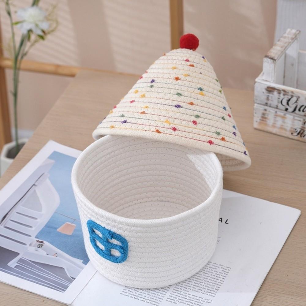 House Shape Storage Basket Cotton Rope Woven Snack Toys Organizer  Vanity Table Study Room