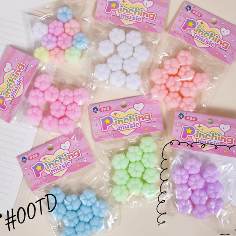 10Pcs Creative Fashion Cat Paw Slow Rebound Toy Cartoon Cute Soft Squeeze Toy Funny Decompression Toys Children Toys Gifts