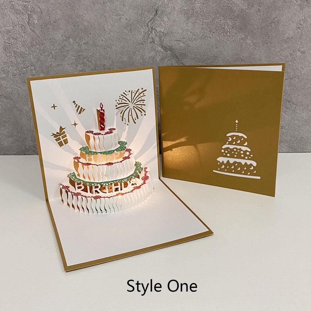 3D всплывающие поздравительные открытки, согревающая светодиодная подсветка, торт ко дню рождения, музыка, поздравительные открытки с днем рождения, всплывающие поздравительные открытки, лазерная резка, лучшие открытки с днем рождения