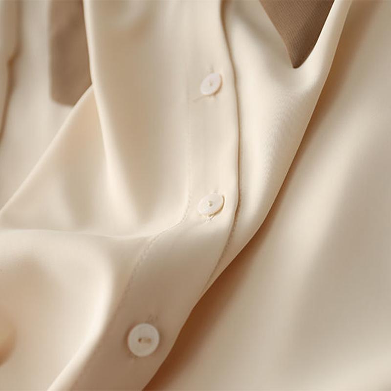 Bow Lapel Chiffon Blouse Women Sexy Office Shirts Long Sleeve Korean Style Thin Women Loose Shirt