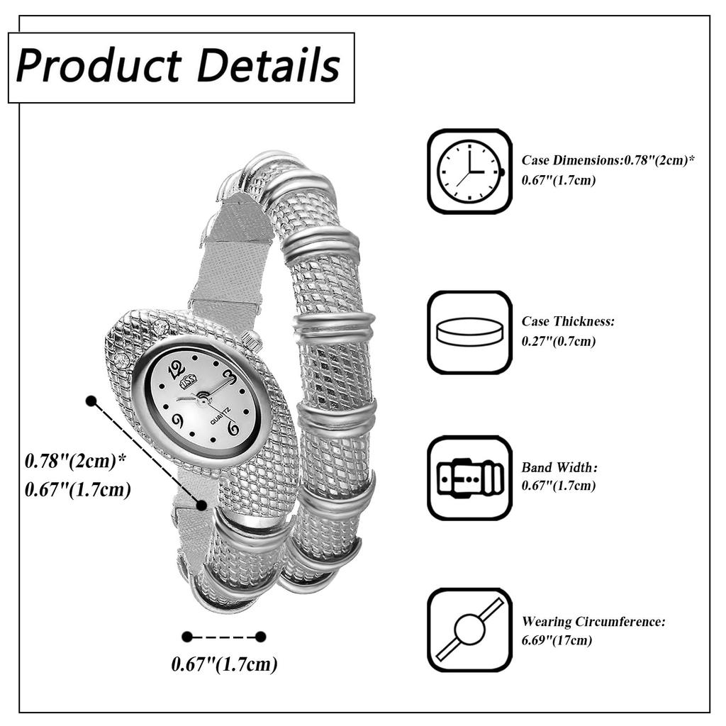 Браслет в виде змеи с аналоговым дисплеем в виде змеи, водонепроницаемые кварцевые часы с многослойным золотом и серебром, симпатичный модный аксессуар для отдыха, подарок на день рождения, Рождество, часы -