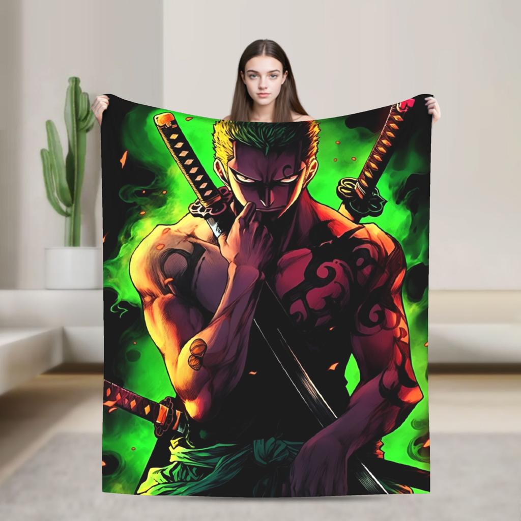 One Roronoa Zoro P-Pieces Blanket Decorative Flannel Throw Blanket For Couch Bed Super Soft Custom Quality Bedspread Gift