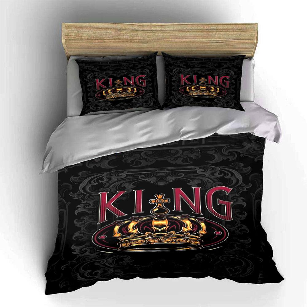 Crown and "KING" text. Bedding sets Duvet cover sets Duvet covers Pillowcases(1 * Duvet Cover 2 * Pillowcases without duvet insert)