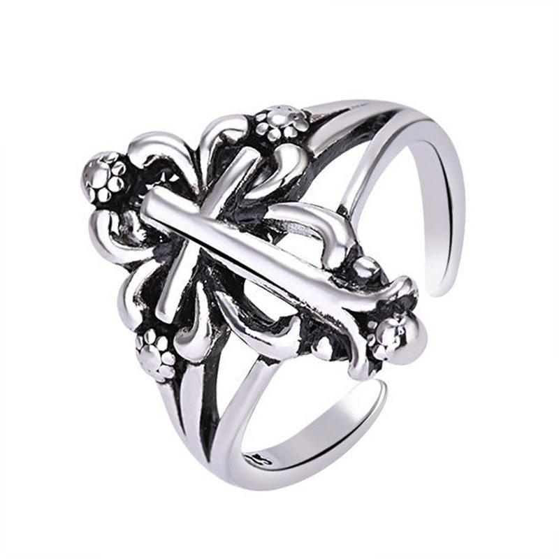 Мужское винтажное кольцо-крест из стерлингового серебра