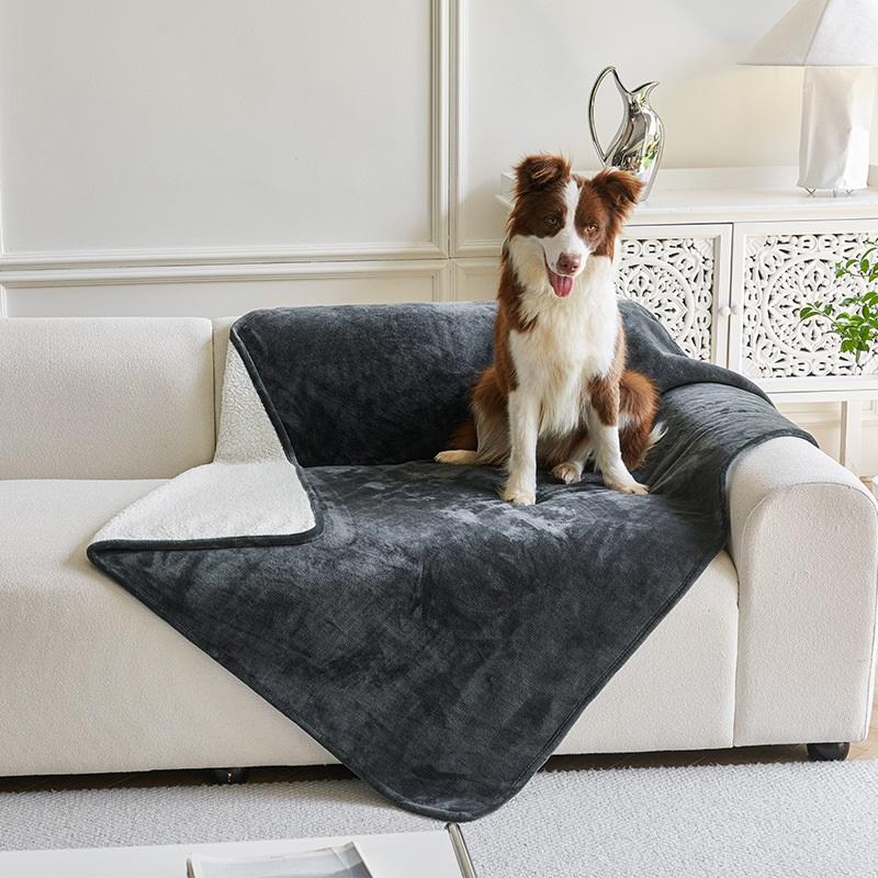 Водонепроницаемый плед для питомцев, шерпа-флис, плюшевый, толстый плед для собак и кошек, на все сезоны, простой дизайн, уютный коврик