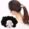 1 PC Black Velvet Scrunchies Pearl Rhinestone Butterfly Flower Hair Ties Holders Bow Headband Elastic Hair Band For Women Girl