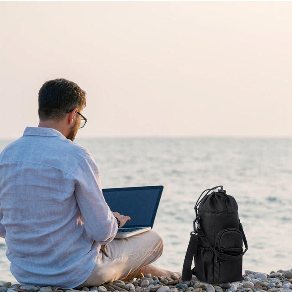 Solid Color Water Bottle Sling Bag Adjustable Strap Water Bottle Carrier Bag Students