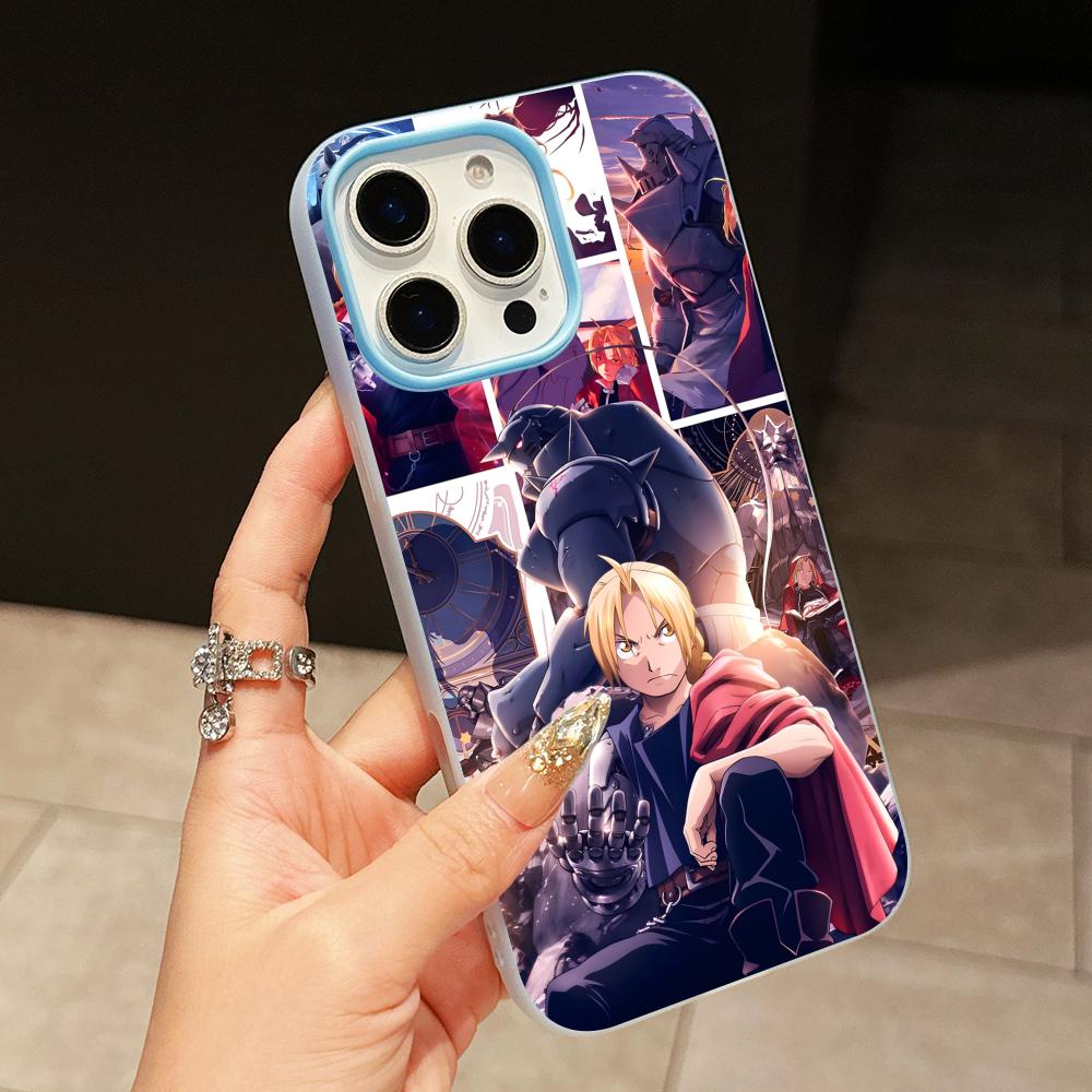 Fullmetal Edward Elric Phone Case for iPhone 17 16 15 14 13 12 11 Air Pro Max Plus Jelly Double layer Light Blue Cover