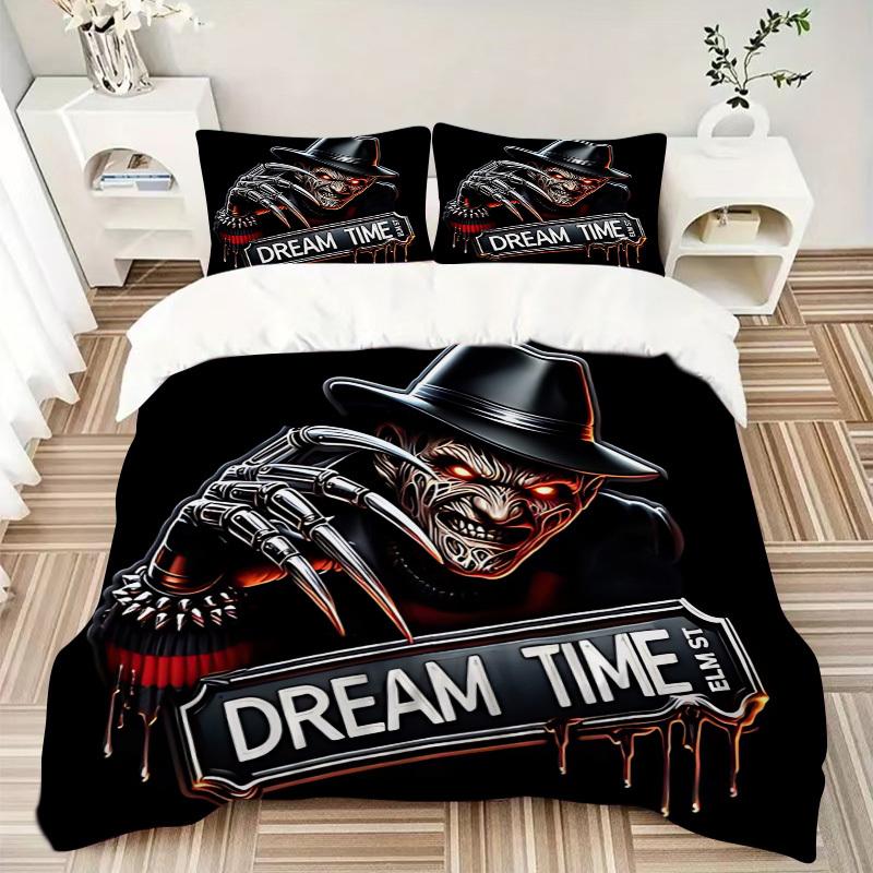 3pcs A Nightmare on Elm Street Bedding Set, Soft Polyester Duvet Cover and Pillowcases Machine Washable Seasons all suitable 68
